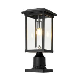 Dusk to Dawn Outdoor Post Lights with Pier Mount Base, Anti-Rust Black Pillar Lights Fixtures