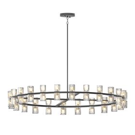 48 Inches Luxury Chandeliers Crystal Living Room Decorative Lights Simple Modern Dining Room LED Lighting,for Home Decor (Bulbs Included) Black