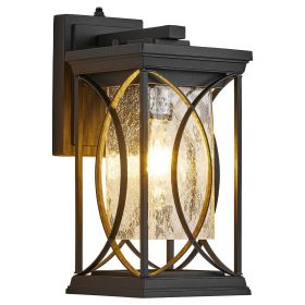 Oil Rubbed Bronze Porch Light Dusk to Dawn Outdoor Wall Lantern Small Modern Exterior Light Fixture Aluminum with Crack-Like Glass IP65 Waterproo