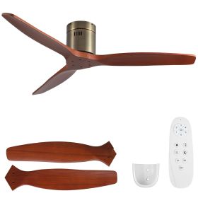 Epoch 52 inches Indoor Low Profile Bronze Ceiling Fan with 3 Solid Wood Blades, DC Reversible Motor without Light