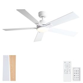 52 in. Matte White Modern Reversible Motor Integrated LED Dimmable Ceiling Fan with Light and Remote