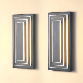 3-Tier 15.7 in Outdoor Light Fixture Black Exterior Wall Light LED Modern Wall Sconce Waterproof Outdoor Garage Lighting(2 Pack)