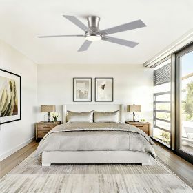 52 in. Modern Brushed Nickel Finish Reversible Quiet Motor Ceiling Fan with Light and Remote Control