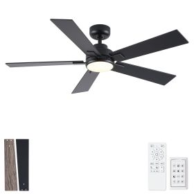 52 in. Matte Black Modern Reversible Motor Integrated LED Dimmable Ceiling Fan with Light and Remote