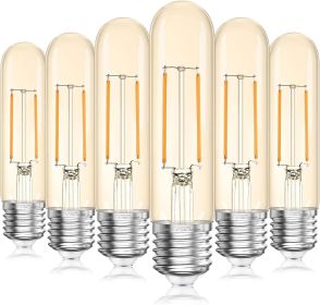 Tubular LED Edison Bulb 2200K Amber Warm Dimmable, 2W, 25 watt Equivalent, E26 LED Light Bulbs, T10 Edison Bulbs for Chandeliers, Ceiling Fan