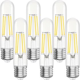 Tubular LED Edison Bulb Dimmable 4000K Neutral White, 6W, 60 watt Equivalent, E26 LED Light Bulbs, T10 Edison Bulbs for Chandeliers, Ceiling Fan