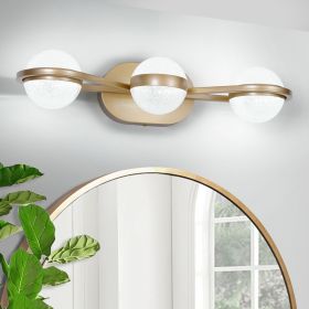 Bathroom Vanity Light, LED 3 Bulb Crystal Sand Acrylic Shades, Wall Mounted Decorative Lighting Fixture