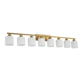 52inch Gold Bathroom Light Fixtures, Modern Bathroom Vanity Light with Milky White Glass Shade, Gold Wall Lamp Sconces for Mirror Bedroom