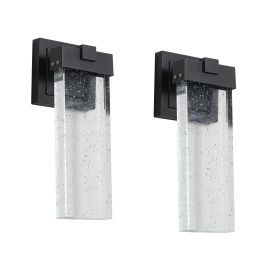 Outdoor Waterproof Transparent LED Crystal Wall Lamp Supports Multiple Types of Light Bulbs -12W Per Lamp (2 pack) (Main Color: Black, Main Material: Aluminium+Crystal)