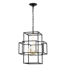 4-Light Metal Lantern Tiered Pendant Hanging Light Fixtures (Color: as Pic)