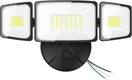 75W Flood Lights Outdoor, 7000LM Brightness Security Lights Switch Controlled, 3 Adjustable Heads, IP65 Waterproof (Color: Black)