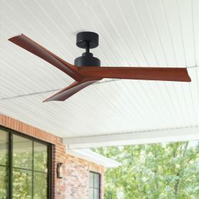 52 in. Black Lowe Profile Ceiling Fan with Light (Color: Black, Material: Metal+Solid wood)